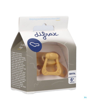 Difrax sucette dental +6m uni/pure jaune/honey