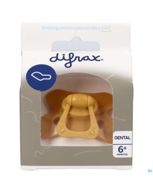 Difrax sucette dental +6m uni/pure jaune/honey