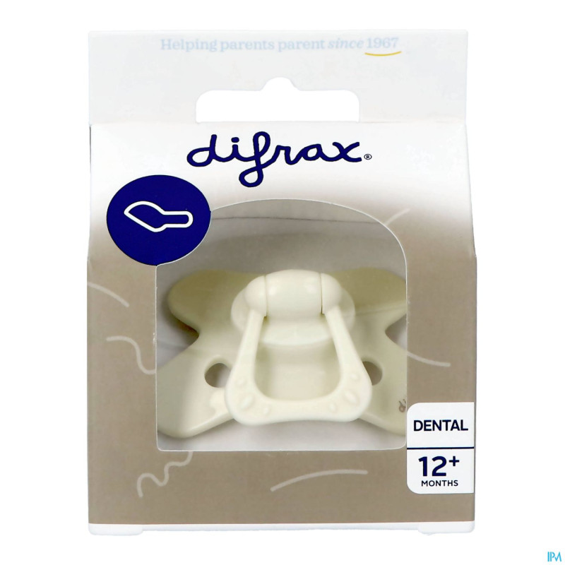Difrax sucette dental +12m uni/pure creme/popcorn