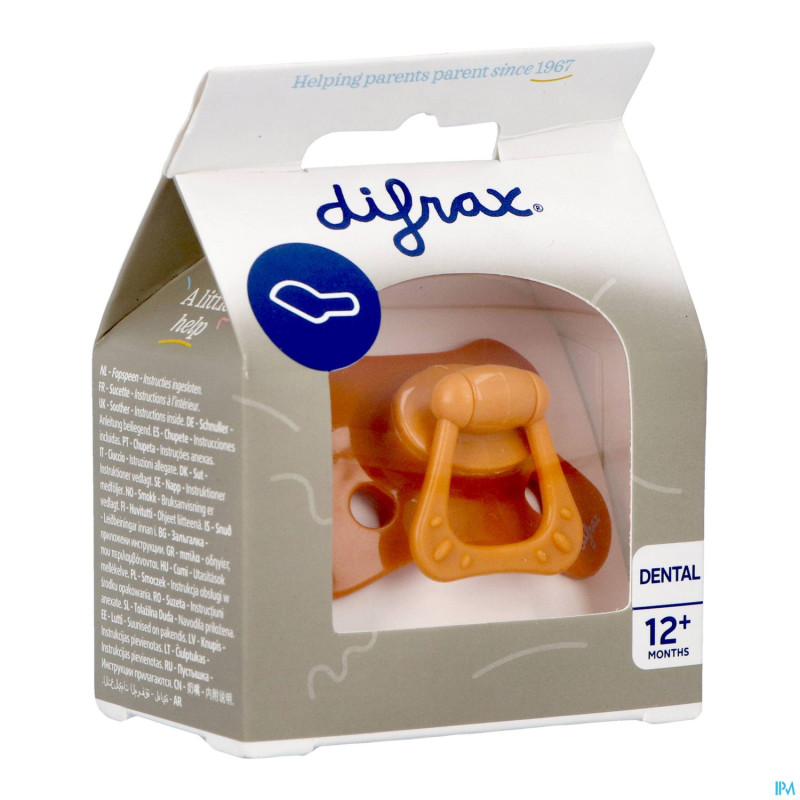 Difrax sucette dental +12m uni/pure orange/pumpk.