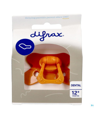 Difrax sucette dental +12m uni/pure orange/pumpk.