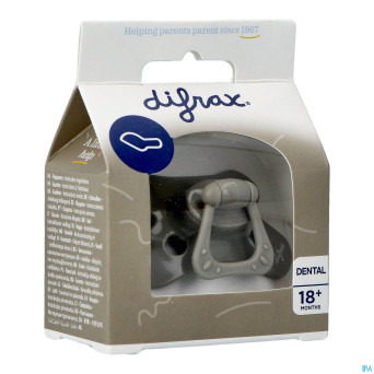 Difrax sucette dental +18m uni/pure gris/clay
