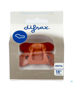 Difrax sucette dental +18m uni/pure brun/brick