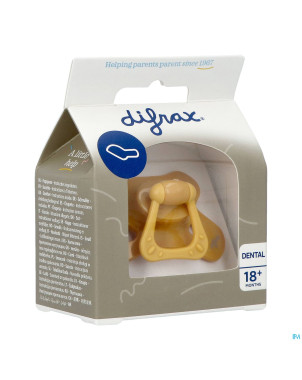 Difrax sucette dental +18m uni/pure jaune/honey