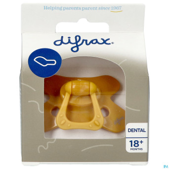 Difrax sucette dental +18m uni/pure jaune/honey