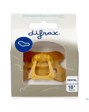 Difrax sucette dental +18m uni/pure jaune/honey