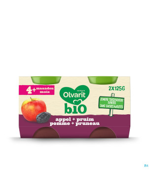 Olvarit bio pomme pruneau    4m 2x125g
