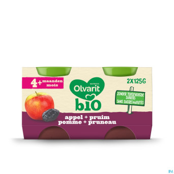 Olvarit bio pomme pruneau    4m 2x125g