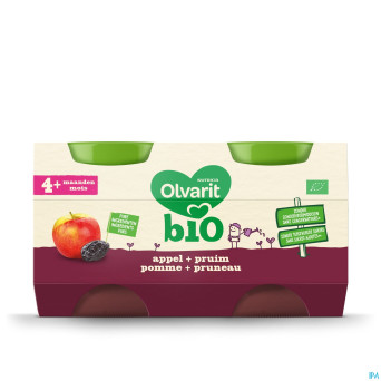 Olvarit bio pomme pruneau    4m 2x125g