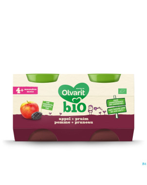 Olvarit bio pomme pruneau    4m 2x125g