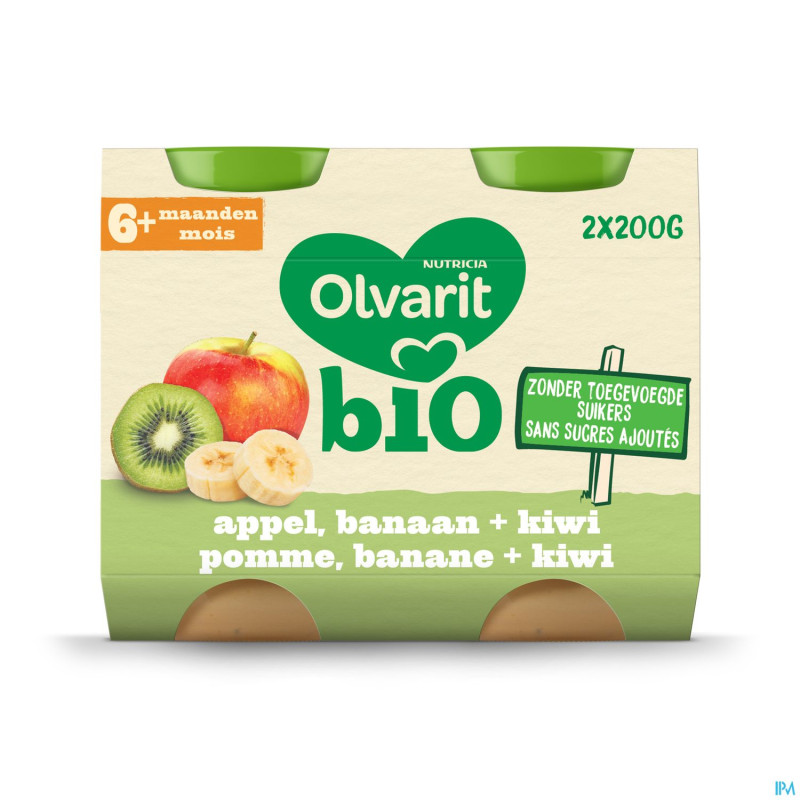 Olvarit bio pomme banane kiwi    6m 2x200g