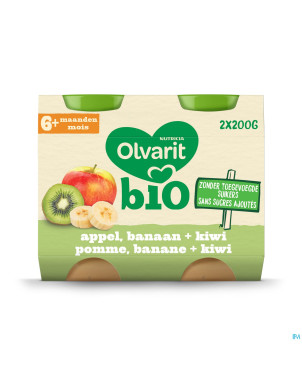 Olvarit bio pomme banane kiwi    6m 2x200g