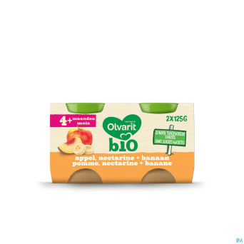 Olvarit bio pomme nectarine banane    4m 2x125g