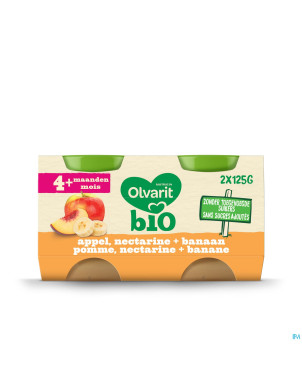 Olvarit bio pomme nectarine banane    4m 2x125g
