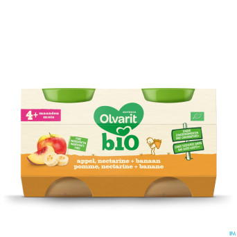 Olvarit bio pomme nectarine banane    4m 2x125g