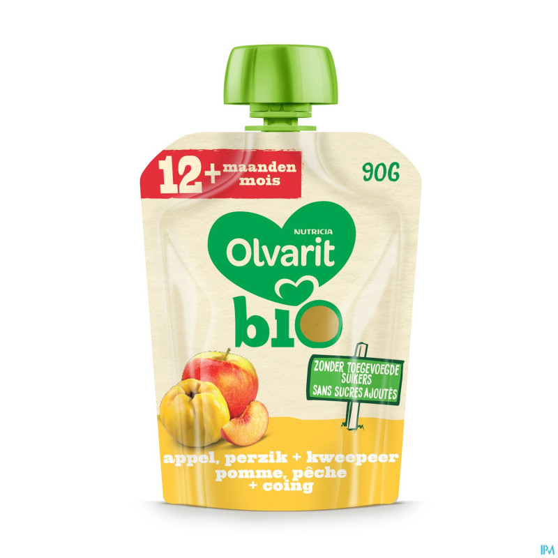 Olvarit bio pomme peche coing    12m 90g