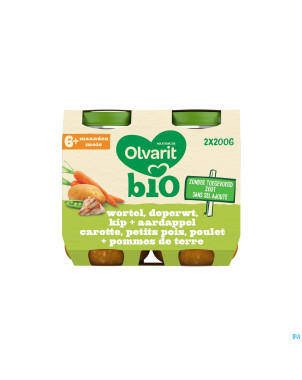 Olvarit bio car petits pois poulet pdt   6m 2x200g