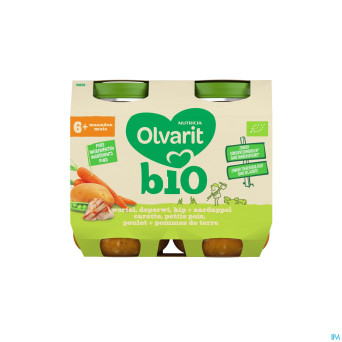 Olvarit bio car petits pois poulet pdt   6m 2x200g