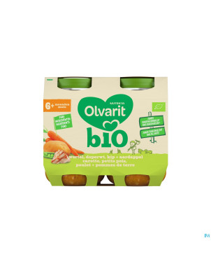 Olvarit bio car petits pois poulet pdt   6m 2x200g