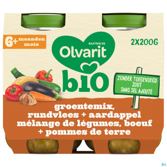 Olvarit bio melange legumes boeuf pdt    6m 2x200g
