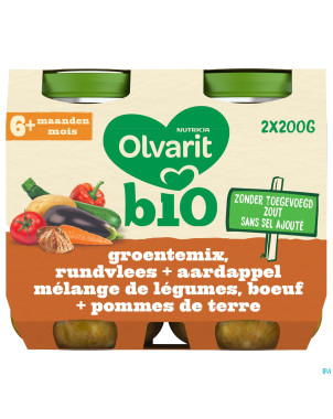 Olvarit bio melange legumes boeuf pdt    6m 2x200g