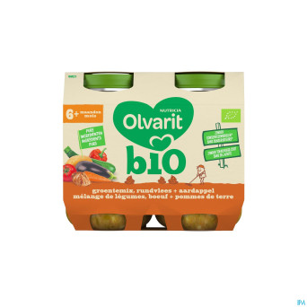 Olvarit bio melange legumes boeuf pdt    6m 2x200g
