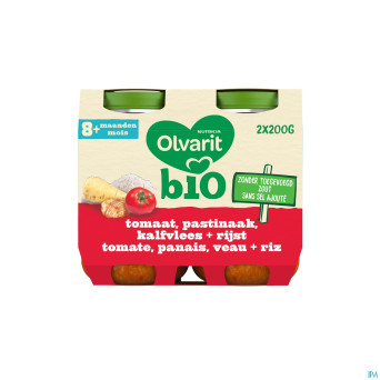 Olvarit bio tomate panais veau riz    8m 2x200g