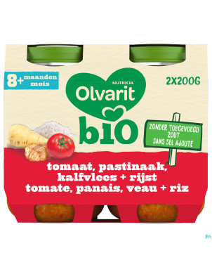 Olvarit bio tomate panais veau riz    8m 2x200g