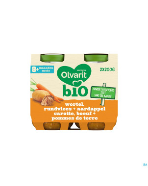 Olvarit bio carotte boeuf pomme de terre 8m 2x200g