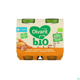 Olvarit bio carotte boeuf pomme de terre 8m 2x200g