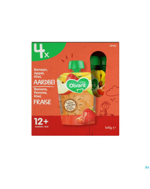 Olvarit bio fraise banane kiwi multipack 12m 4x90g