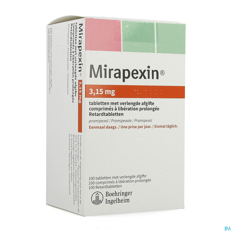 Mirapexin 3,15mg abacus liber.prolongee comp 100