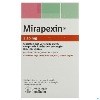 Mirapexin 3,15mg abacus liber.prolongee comp 100