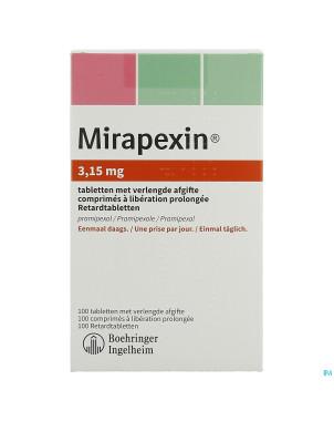 Mirapexin 3,15mg abacus liber.prolongee comp 100