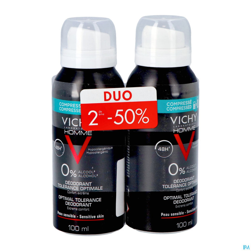 Vichy homme deo 48h tolerance aerosol    2x100ml