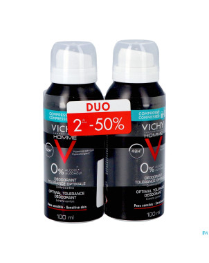 Vichy homme deo 48h tolerance aerosol    2x100ml