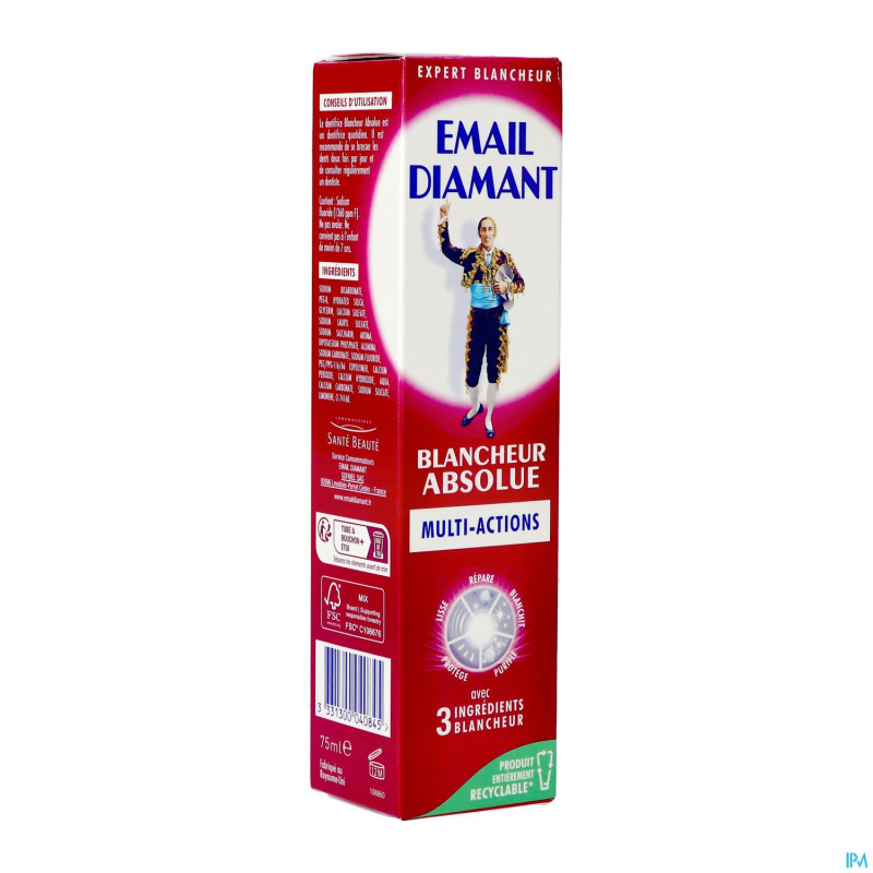 Email diamant dentifrice blancheur absolue    75ml