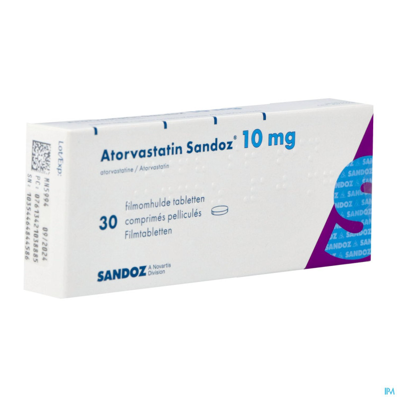 Atorvastatin 10mg sandoz comp pell 30