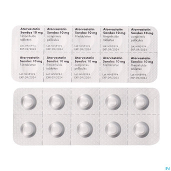 Atorvastatin 10mg sandoz comp pell 30