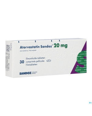 Atorvastatin 20mg sandoz comp pell  30 alu/alu