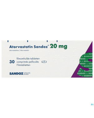 Atorvastatin 20mg sandoz comp pell  30 alu/alu