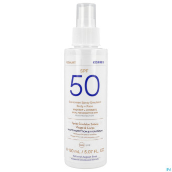 Korres ks spray sol yogourt em.ip50 vis&corp 150ml