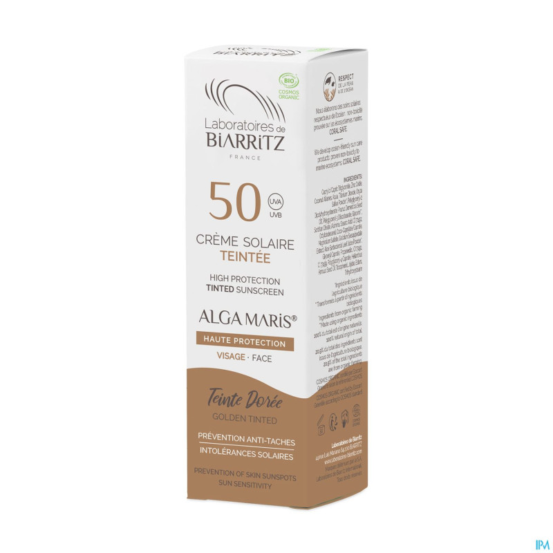Algamaris creme sol visage teintee ip50 doree 50ml
