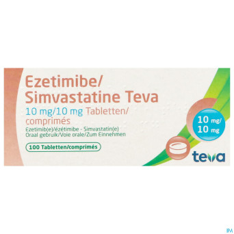 Ezetimibe simvastatine teva 10mg/10mg comp 100