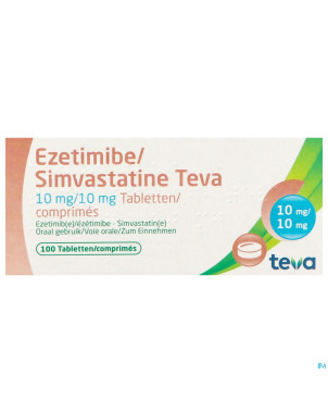 Ezetimibe simvastatine teva 10mg/10mg comp 100
