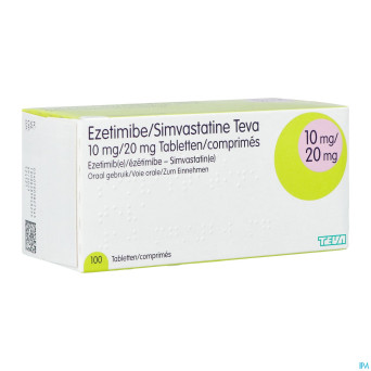 Ezetimibe simvastatine teva 10/20mg comp 100 blist