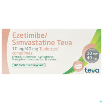 Ezetimibe simvastatine teva 10mg/40mg comp 100