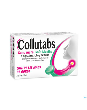 Collutabs s/sucre menthe 2mg/0,6mg/1,5mg pastil 36
