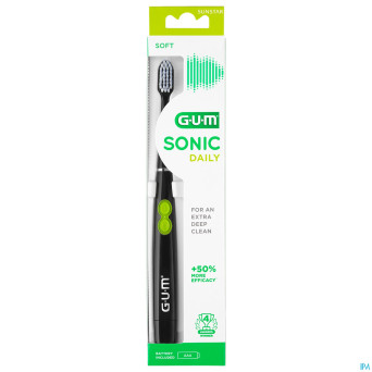 Gum sonic daily brosse dents pile noir