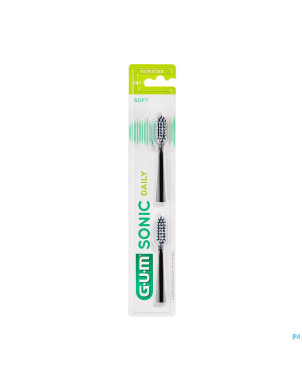 Gum sonic daily brosse dents pile tetesbrosse noir